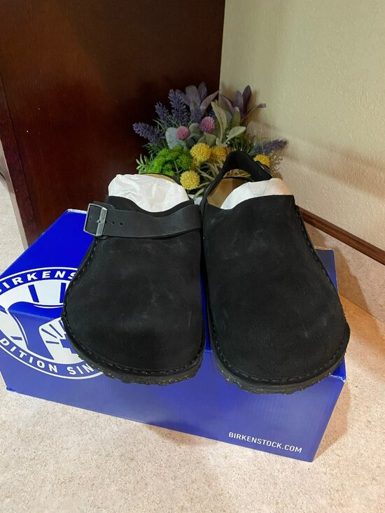 Birkenstock Lutry Premium Suede Black Mules Size 12 Men’s Adjustable Strap Comfo main image 6